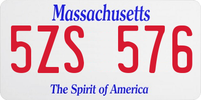 MA license plate 5ZS576