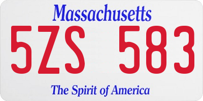 MA license plate 5ZS583