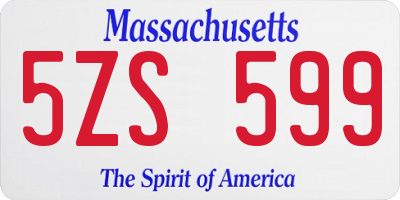 MA license plate 5ZS599