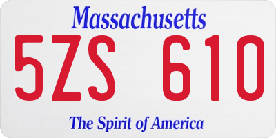 MA license plate 5ZS610