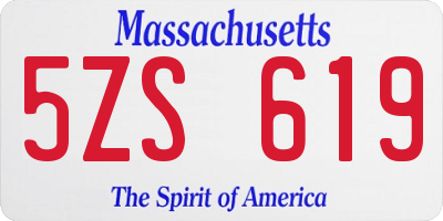 MA license plate 5ZS619