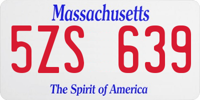 MA license plate 5ZS639