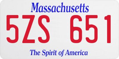 MA license plate 5ZS651