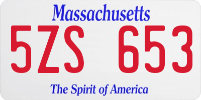 MA license plate 5ZS653