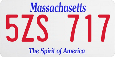 MA license plate 5ZS717