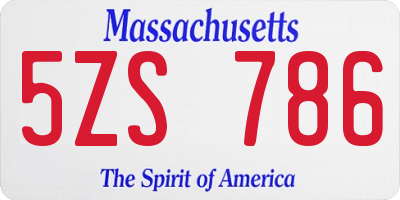 MA license plate 5ZS786