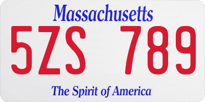 MA license plate 5ZS789