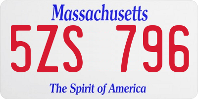 MA license plate 5ZS796