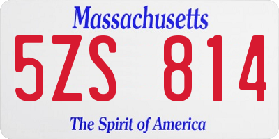 MA license plate 5ZS814
