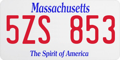 MA license plate 5ZS853