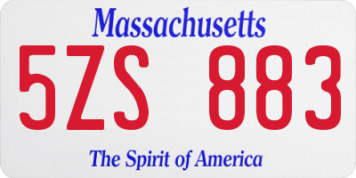 MA license plate 5ZS883