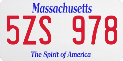 MA license plate 5ZS978