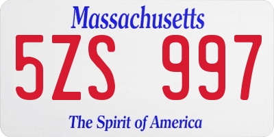 MA license plate 5ZS997