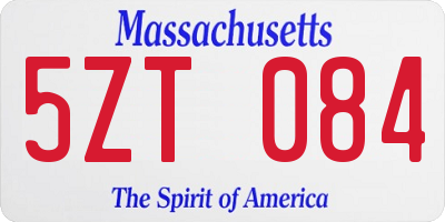 MA license plate 5ZT084