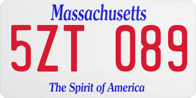 MA license plate 5ZT089