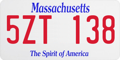 MA license plate 5ZT138