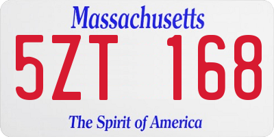 MA license plate 5ZT168