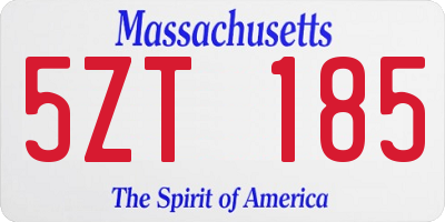 MA license plate 5ZT185
