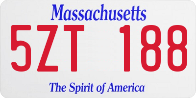 MA license plate 5ZT188