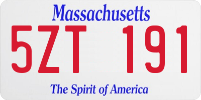MA license plate 5ZT191