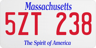 MA license plate 5ZT238