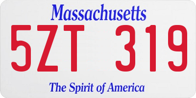 MA license plate 5ZT319
