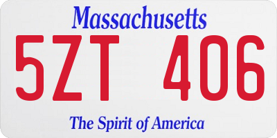 MA license plate 5ZT406