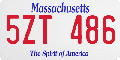 MA license plate 5ZT486