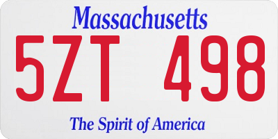 MA license plate 5ZT498