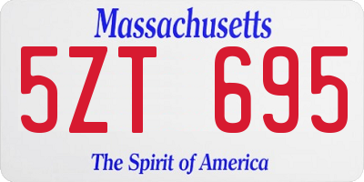 MA license plate 5ZT695