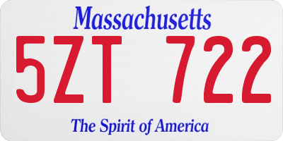 MA license plate 5ZT722