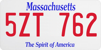 MA license plate 5ZT762
