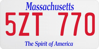 MA license plate 5ZT770
