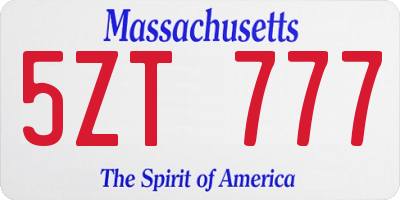 MA license plate 5ZT777