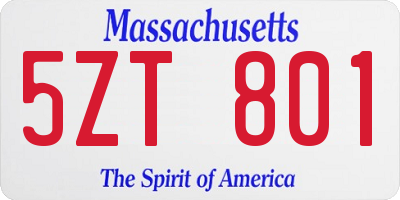 MA license plate 5ZT801
