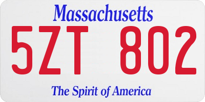 MA license plate 5ZT802
