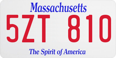 MA license plate 5ZT810