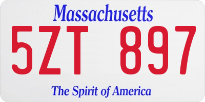 MA license plate 5ZT897