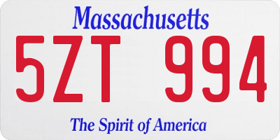 MA license plate 5ZT994