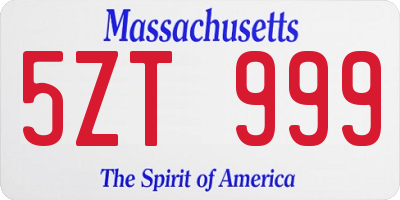 MA license plate 5ZT999