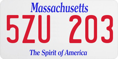 MA license plate 5ZU203