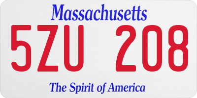 MA license plate 5ZU208