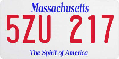 MA license plate 5ZU217