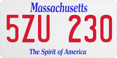 MA license plate 5ZU230
