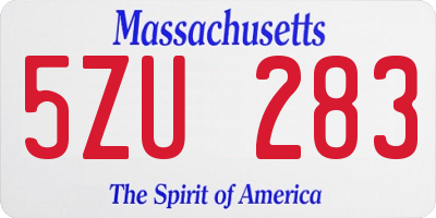 MA license plate 5ZU283