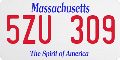 MA license plate 5ZU309