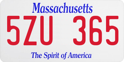 MA license plate 5ZU365