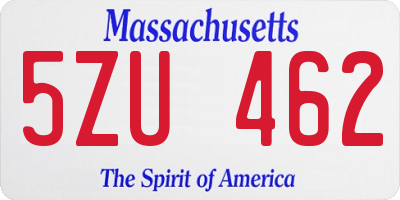 MA license plate 5ZU462