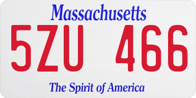 MA license plate 5ZU466
