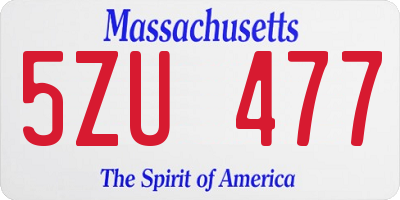 MA license plate 5ZU477